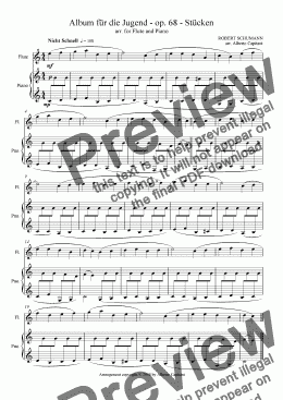 page one of Album für die Jugend - op. 68 - Stücken - arr. for Flute and Piano