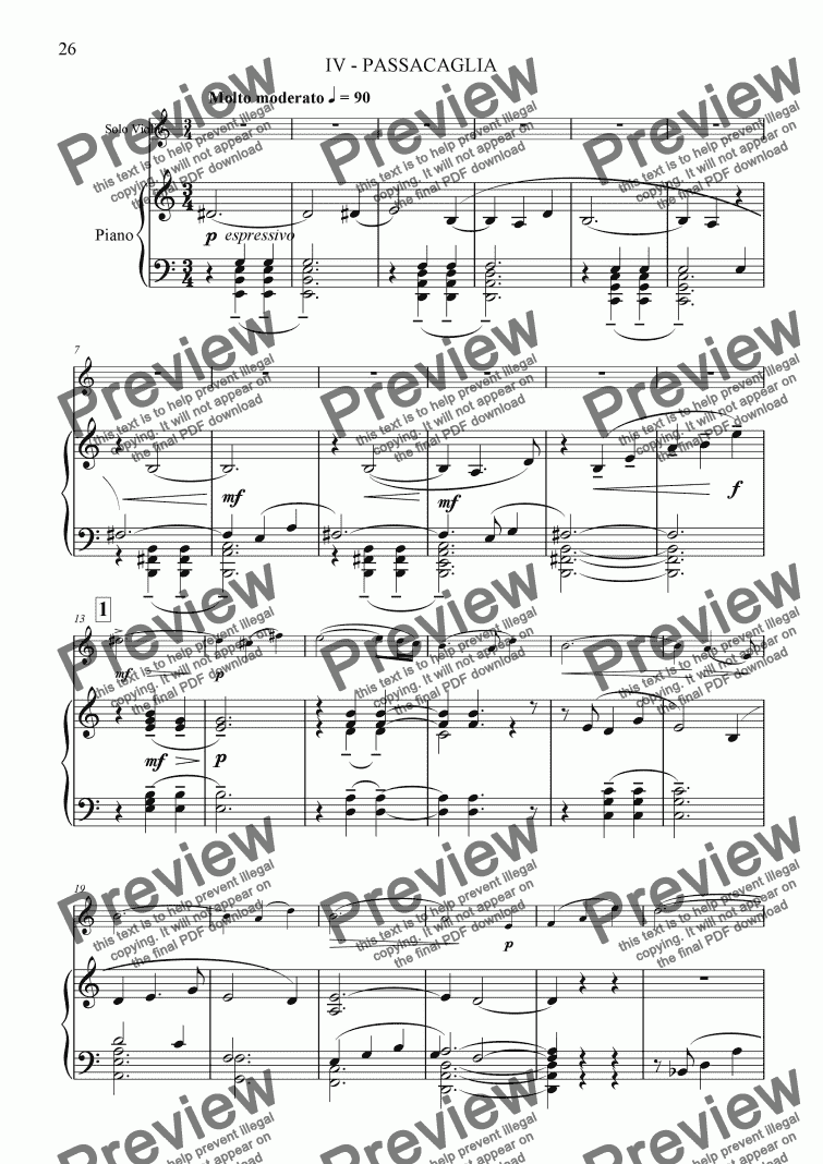 page one of Violin Sonata No 1 4th movement