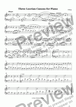 page one of Three Locrian Canons for piano