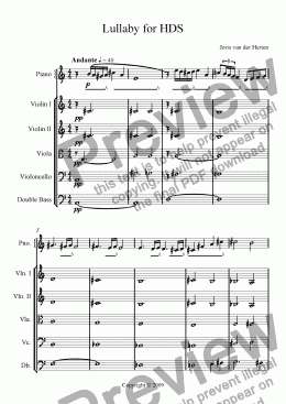 page one of Lullaby for HDS (juvenilia, string orchestra)