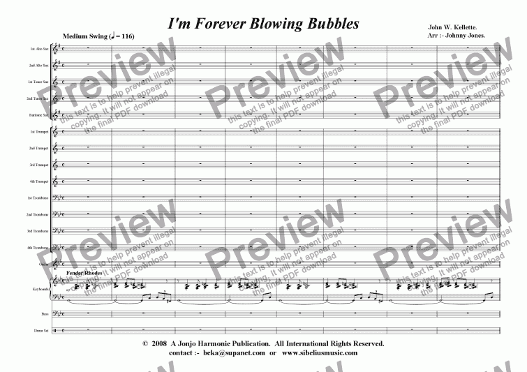 page one of I'm Forever Blowing Bubbles   (Big Band  Fun Style)