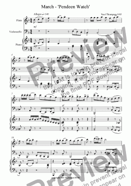 page one of Pendeen Watch March - piano,cello & flute