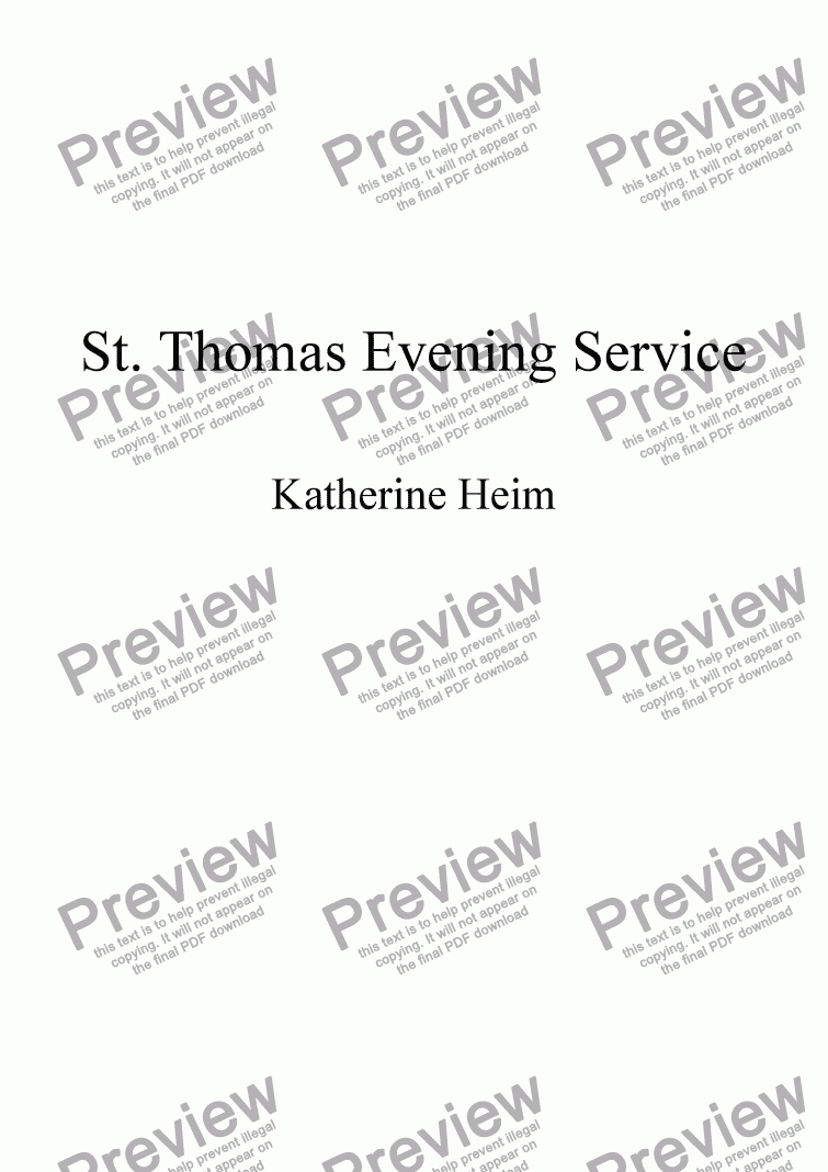 page one of St. Thomas Evening Service