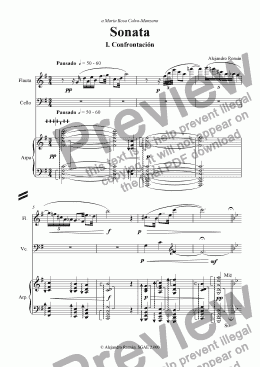 page one of Sonata para Flauta, Violoncello y Arpa