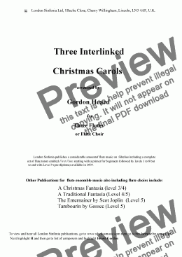 page one of Three Interlinked Christmas Carols (Flute trio)