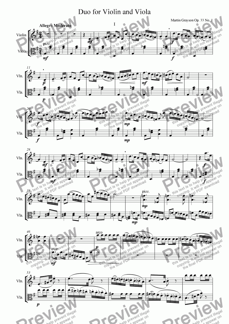 Duo For Violin And Viola Op 33 Download Sheet Music Pdf File