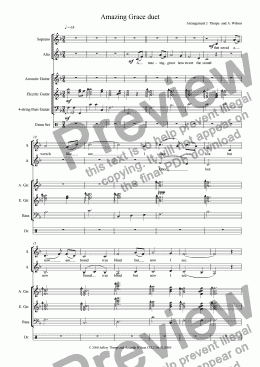 page one of Amazing Grace duet (guitar/band)