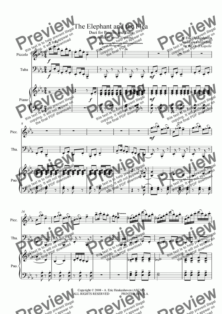 page one of The Elephant and the Flea (Piano Reduction)