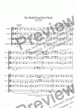 page one of He Shall Feed His Flock (Messiah)(string quartet and vocal solos)