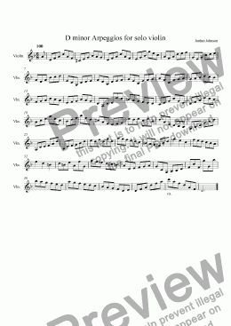 page one of Arpeggios in D minor for solo violin