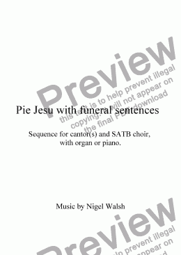 page one of Pie Jesu with Funeral Sentences - liturgical version