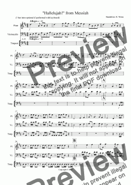 page one of Hallelujah! from Messiah (Flute & Cello or bassoon Duet)