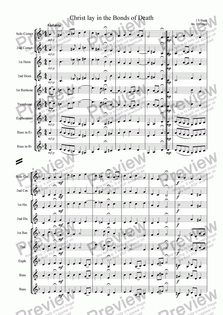 page one of Christ lay in the Bonds of Death [Bach]