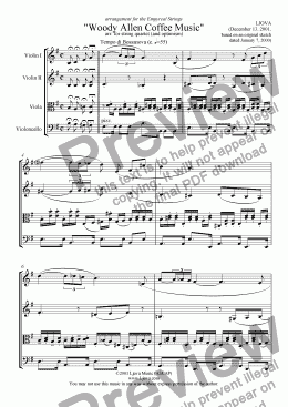 page one of "Woody Allen Coffee Music"