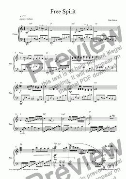 page one of Free Spirit piano solo