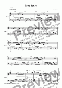 page one of Free Spirit piano solo