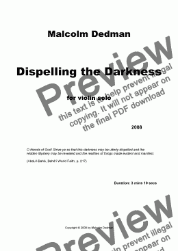page one of Dispelling the Darkness