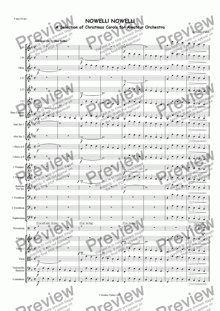 page one of Nowell! Nowell! for Amateur Orchestra