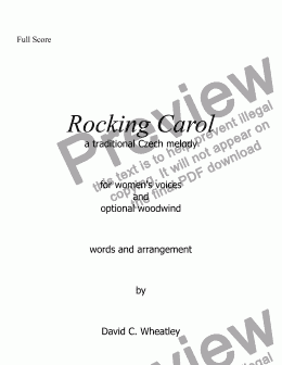 page one of Rocking Carol for womens voices (a capella SSA with optional wind obbligato) by David Wheatley