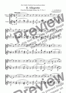 page one of Moonlight sonata - Allegretto for flute (violin) and guitar