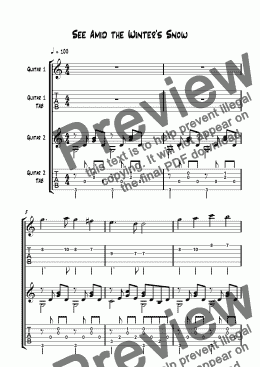 page one of See Amid the Winter’s Snow - Guitar Duet (with TAB)