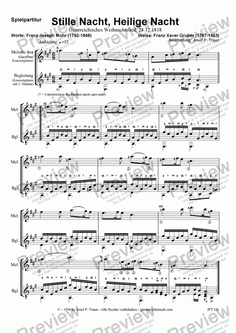 page one of Stille Nacht/Silent Night/Douce nuit, sainte nuit (GKM/Score & Parts)