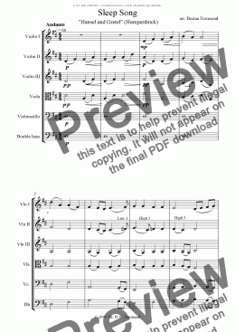 page one of Sleep Song ('Hansel and Gretel')