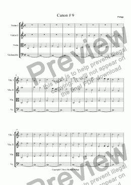 page one of Canon #9 in C for Strings