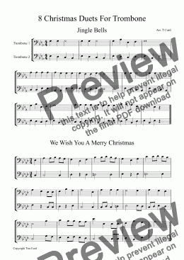page one of 8 Christmas Duets For Trombone