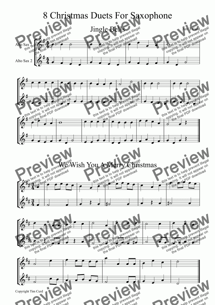 page one of 8 Christmas Duets For Saxophone