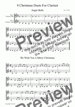 page one of 8 Christmas Duets For Clarinet