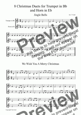 page one of 8 Christmas Duets For Trumpet and Horn in Eb