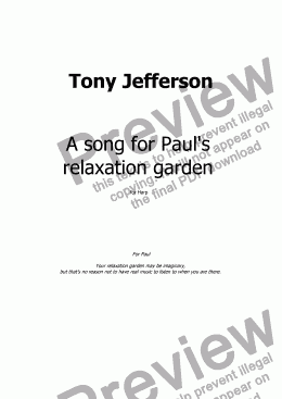 page one of A Song for Paul's Relaxation Garden
