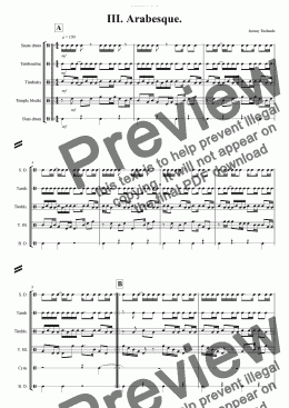 page one of Concerto for Orchestra, Chorus and Soloiststs - 3. Arabesque.