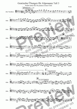 page one of !3.exercises for Alto-Trombone (Tenor-Clef)
