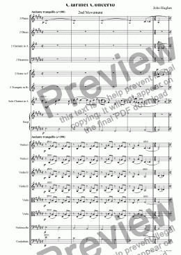 page one of Clarinet Concerto - 2nd Movement