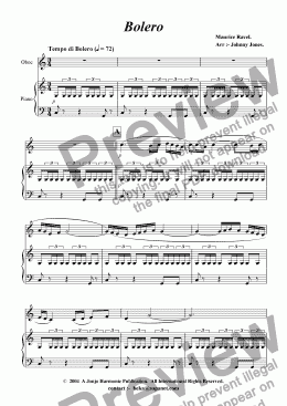 page one of Bolero  (Oboe and Piano)