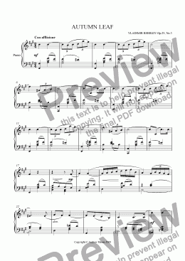 page one of ’Autumn Leaf’ for piano solo