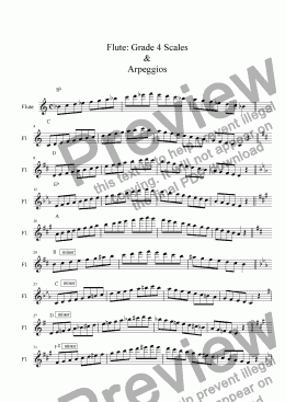 page one of Flute - Grade 4 Scales & Arpeggios( ABRSM format )