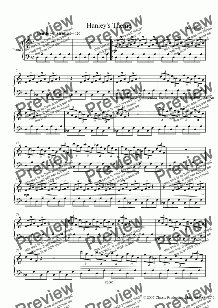 page one of Hanley's Theme