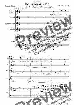 page one of The Christmas Candle,  Solo sop., SSA and Piano