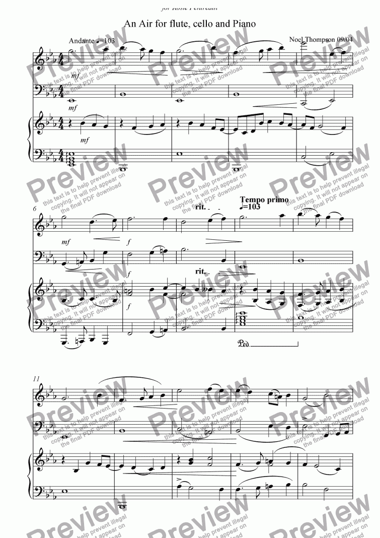 page one of Air for flute(or violin),cello and piano