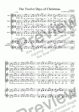 page one of The Twelve Days of Christmas (Women's Vocal Quartet)