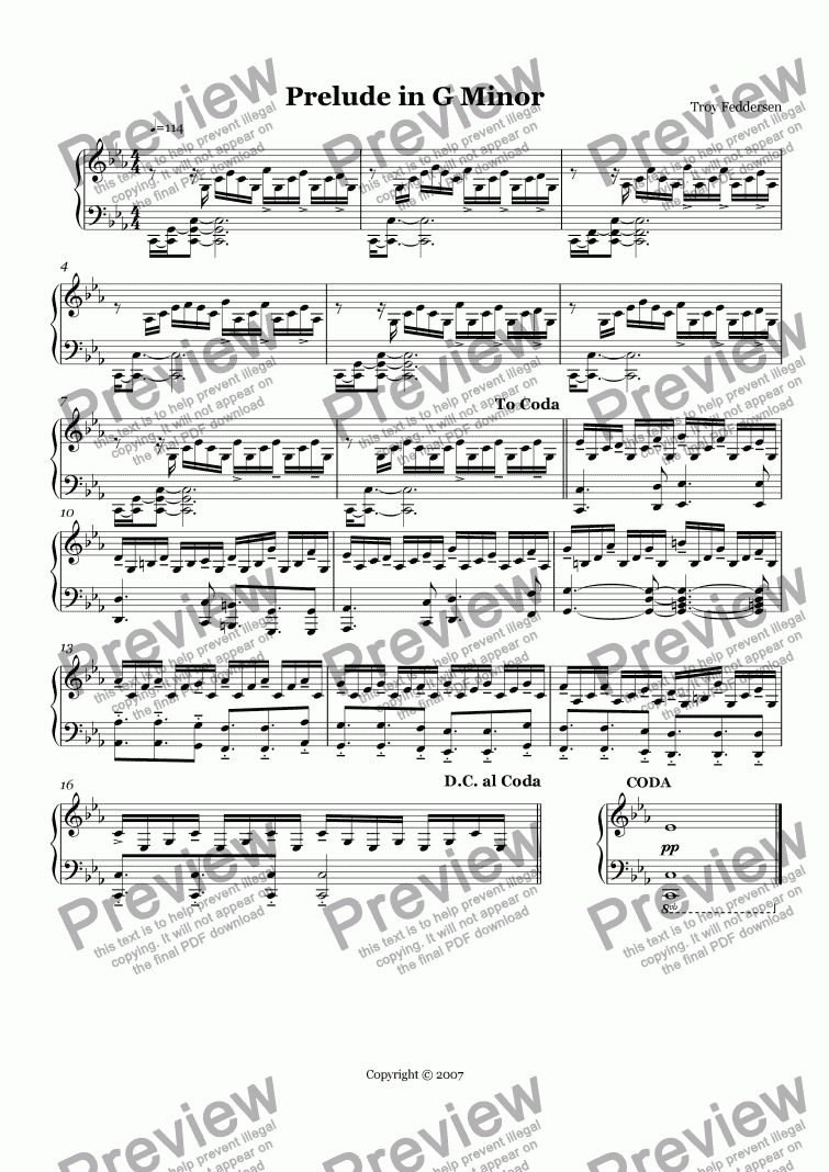 page one of Prelude in G minor