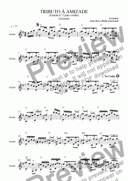 page one of Tributo a Amizade - Chorinho - Study for Guitar in G