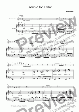 page one of Trouble for Tenor [Flute or Recorder solo + pno]