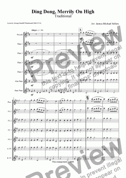 page one of Ding Dong Merrily on High (Flute Choir)