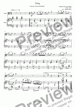 page one of Song