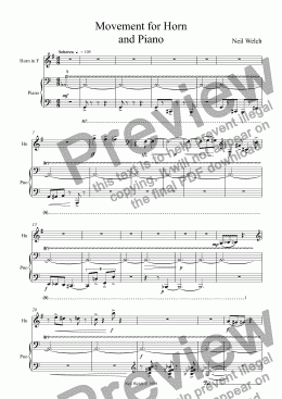 page one of Movement for Horn and Piano