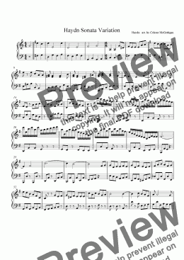 page one of Haydn Sonata Variation